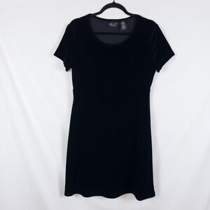 Whimsigoth Coquette Noir Velvet Dress Womens M Black Holiday LBD 90s Goth